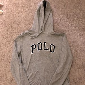 Ralph Lauren Polo Long Sleeve Hoodie T Heather Gray Medium